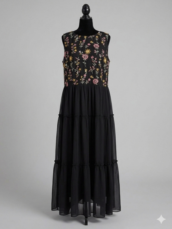 Lane Bryant Dresses & Skirts - Lane Bryant Floral Embroidered Mesh Tiered Maxi Dress - Size 22